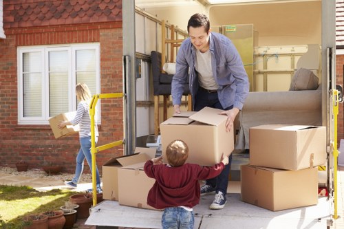Van loading area with secured household items